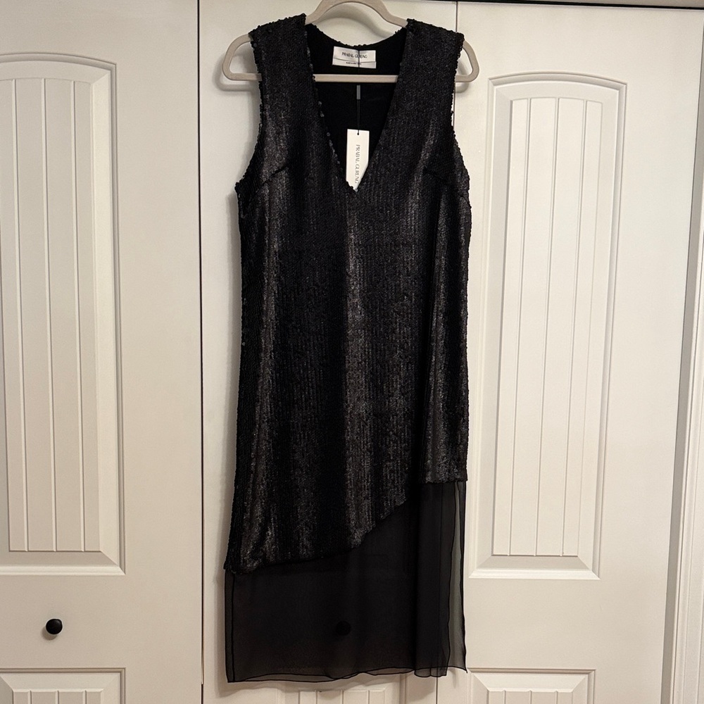 Prabal Gurung Black Sequin Asymmetrical Dress